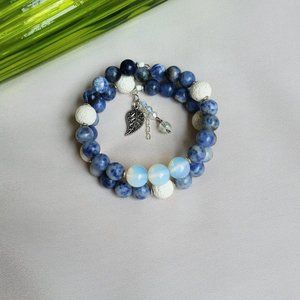 'Air' bracelet - Sodalite, Opal and white Lava